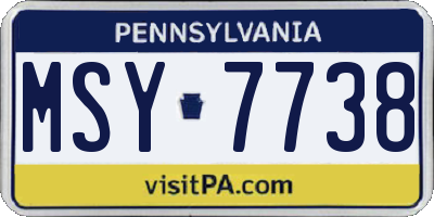 PA license plate MSY7738