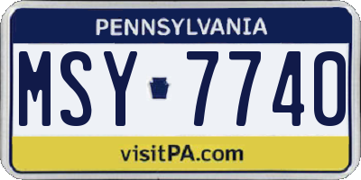 PA license plate MSY7740