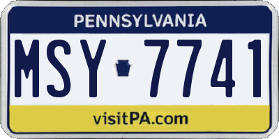 PA license plate MSY7741