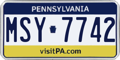 PA license plate MSY7742