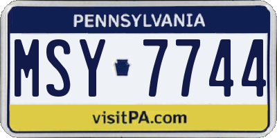 PA license plate MSY7744