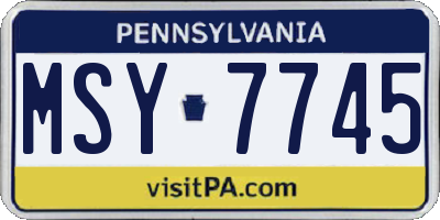 PA license plate MSY7745