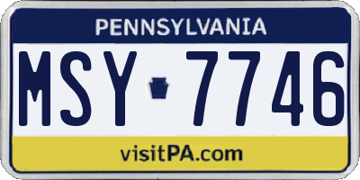 PA license plate MSY7746