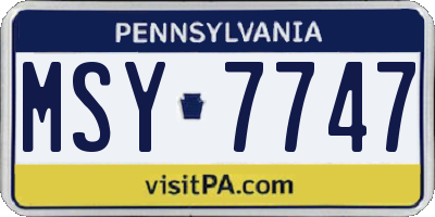PA license plate MSY7747
