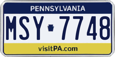 PA license plate MSY7748