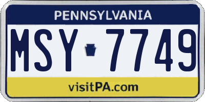 PA license plate MSY7749