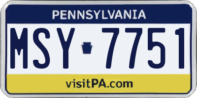 PA license plate MSY7751