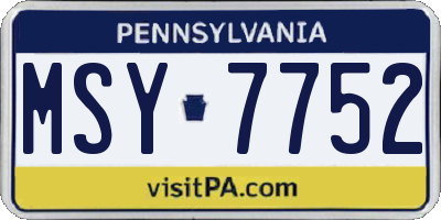 PA license plate MSY7752