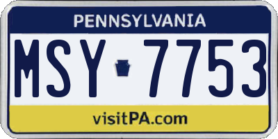 PA license plate MSY7753