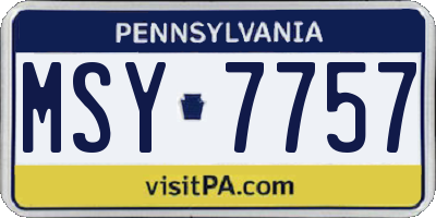 PA license plate MSY7757