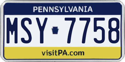 PA license plate MSY7758