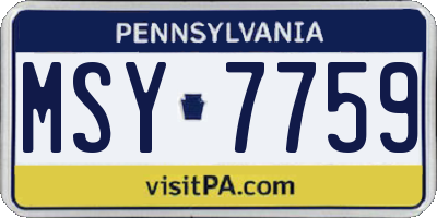 PA license plate MSY7759