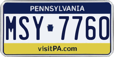 PA license plate MSY7760