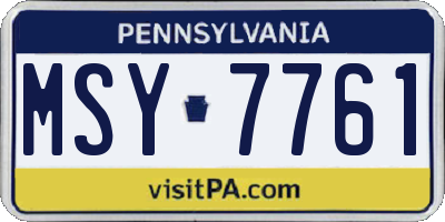 PA license plate MSY7761