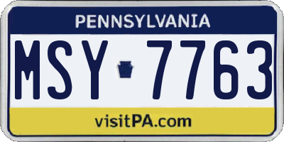 PA license plate MSY7763