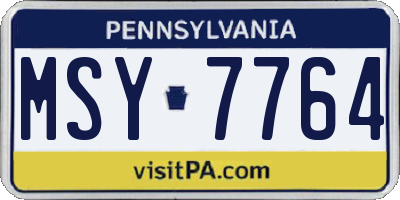 PA license plate MSY7764