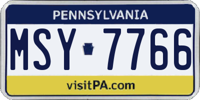 PA license plate MSY7766