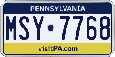 PA license plate MSY7768