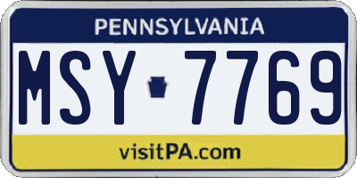 PA license plate MSY7769