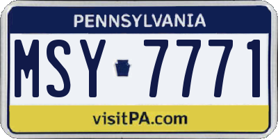 PA license plate MSY7771