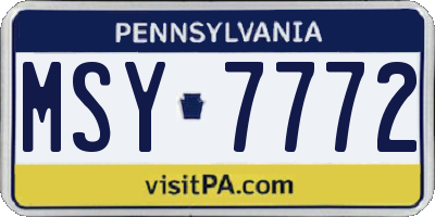 PA license plate MSY7772
