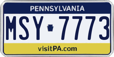 PA license plate MSY7773