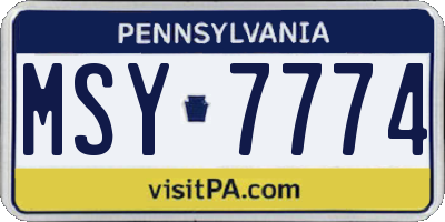 PA license plate MSY7774