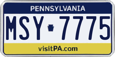 PA license plate MSY7775