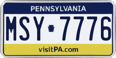 PA license plate MSY7776