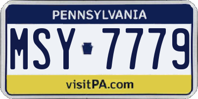 PA license plate MSY7779
