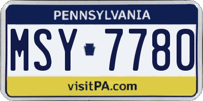 PA license plate MSY7780
