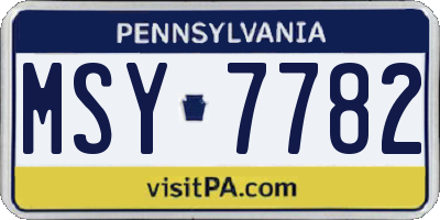 PA license plate MSY7782