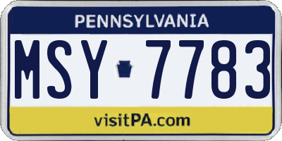 PA license plate MSY7783
