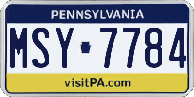 PA license plate MSY7784