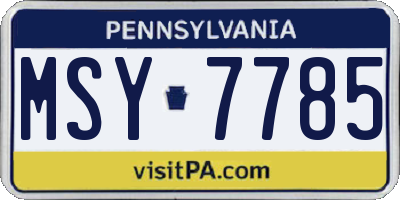 PA license plate MSY7785