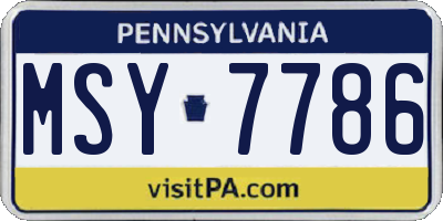 PA license plate MSY7786