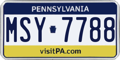 PA license plate MSY7788
