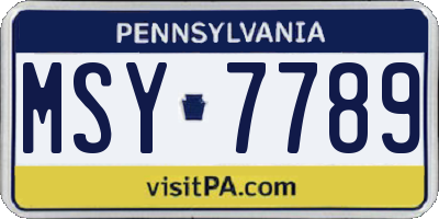 PA license plate MSY7789