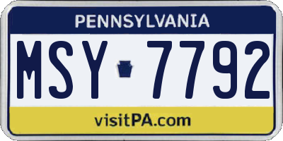 PA license plate MSY7792