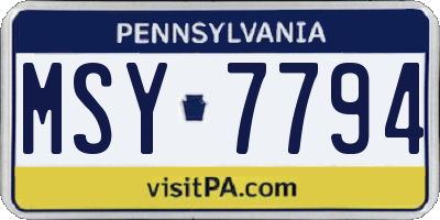 PA license plate MSY7794