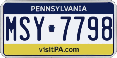 PA license plate MSY7798