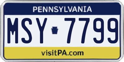 PA license plate MSY7799