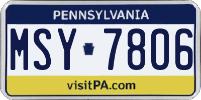 PA license plate MSY7806