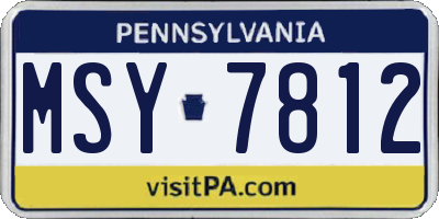 PA license plate MSY7812