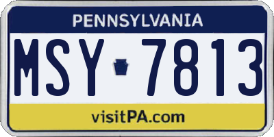 PA license plate MSY7813