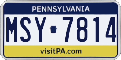 PA license plate MSY7814