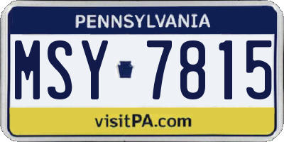 PA license plate MSY7815
