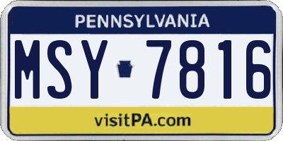 PA license plate MSY7816