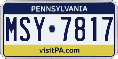 PA license plate MSY7817