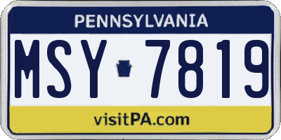 PA license plate MSY7819